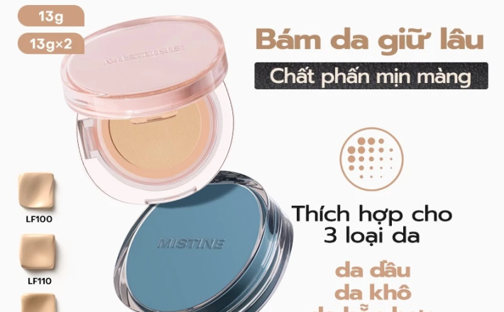 cushion Mistine Kem nền Cầu vồng Xiêm La Phấn mịn mềm mại 13g*2/13g