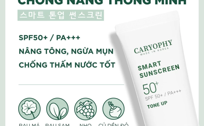 Kem chống nắng Caryophy tone up nâng tông trắng hồng dịu nhẹ làn da 50ml