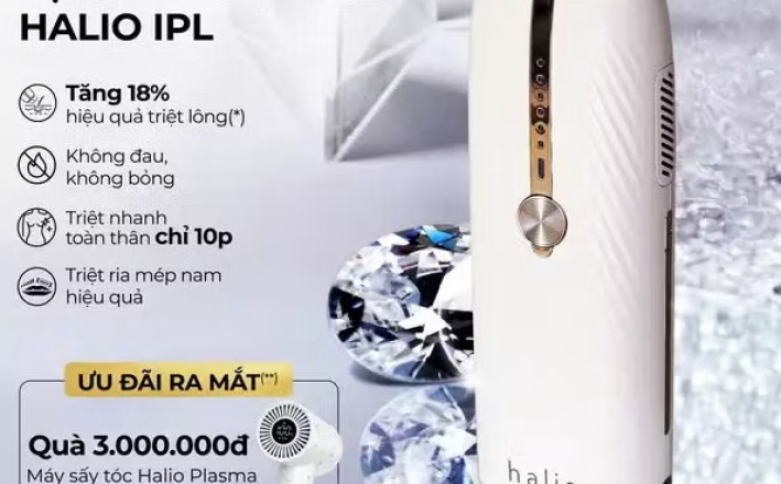￼[SPLIVE] Máy Triệt Lông Lạnh Sapphire Halio InfinityGlow Advanced IPL Sapphire Cooling Hair Removal Device 