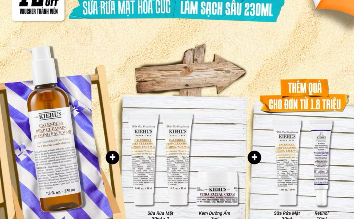 ￼Sữa rửa mặt hoa cúc Kiehl's Calendula Deep Cleansing Foaming Face Wash 230ml 