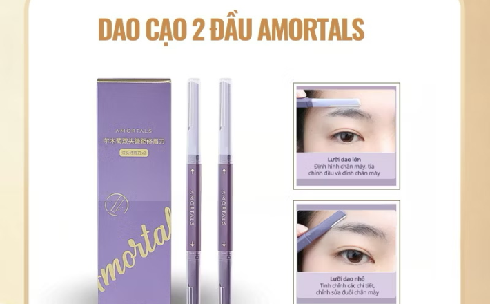 ￼Bộ dao cạo lông mày AMORTALS hai đầu tiện dụng, dao tỉa lông mày cạo râu tiện lợi 