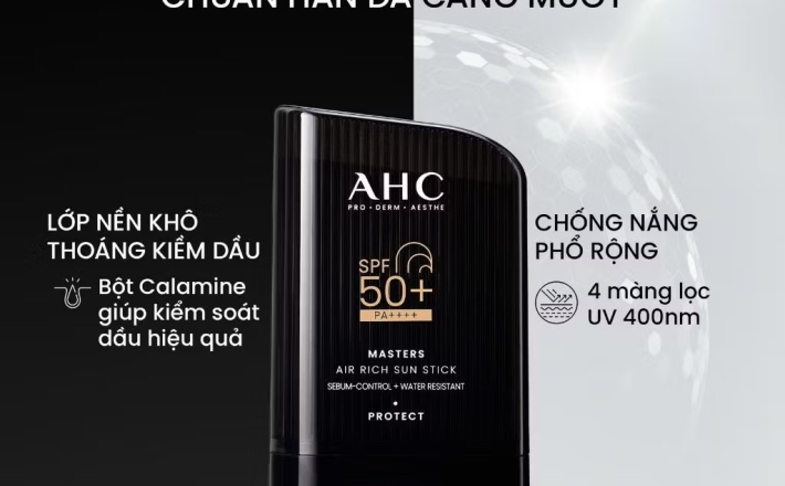 ￼Sáp Chống Nắng AHC phổ rộng kiềm dầu suốt 24H Masters Air Rich Sun Stick 22g 