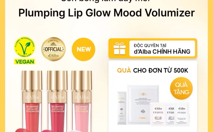 ￼[d'Alba Official] Son bóng làm đầy môi Plumping Lip Glow Volumizer 5ml 