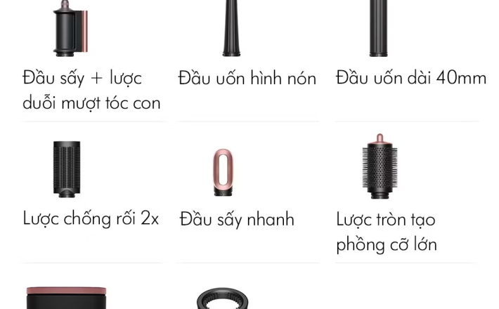 ￼[1-12.10 SIÊU SALE MUA SẮM] Máy tạo kiểu tóc thông minh Dyson Airwrap i.d. ™ HS08 Straight + Wavy (Ceramic Pink) 