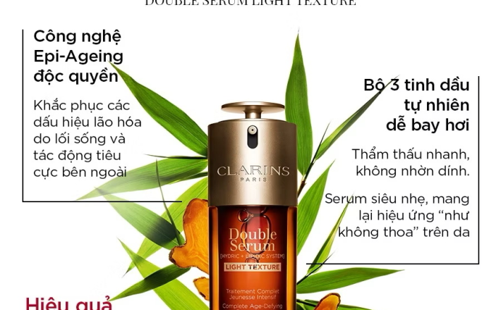 ￼[Light Texture] Tinh Chất Trẻ Hóa Làn Da Clarins Double Serum [Hydric + Lipidic System] 50ml 