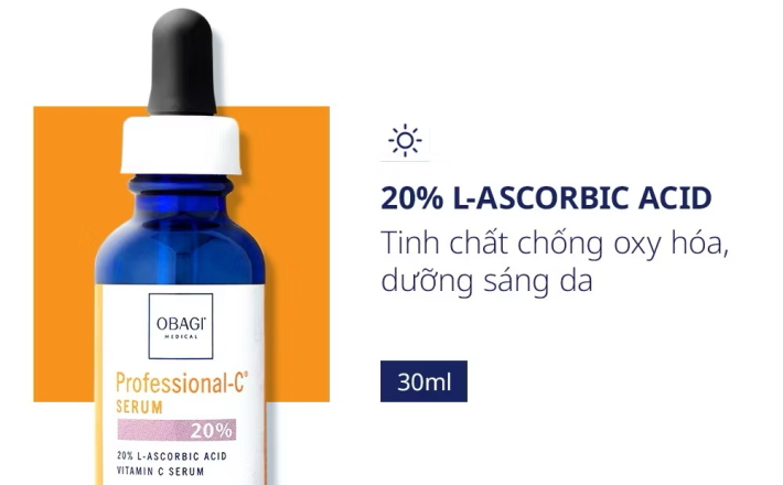 ￼[VOUCHER SVIP ĐẾN 20%] Serum chống oxy hóa, làm đều màu da chứa vitamin C Obagi Professional-C 20% - 30ml 