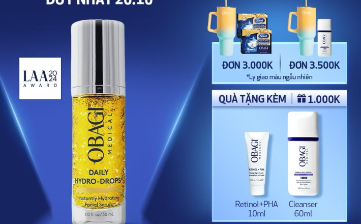 ￼[VOUCHER SVIP 20%] Serum Vitamin B3 Cấp Nước Dưỡng Ẩm & Phục Hồi Da Obagi Daily Hydro-Drops 30ml 