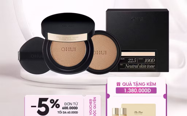 ￼[OHUI Official] Phấn nước kiềm dầu che phủ cao mỏng nhẹ OHUI Ultimate Cover Denier Cushion SPF50/PA+++ 13G (Tặng 1 lõi) 