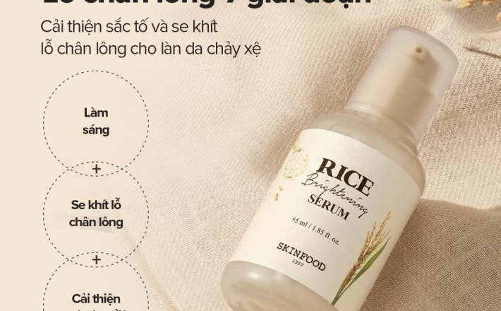 ￼[SKINFOOD Official] Serum sáng da từ gạo (55ml)/ Se khít lỗ chân lông/ Làm sáng / Rice Brightening Serum 
