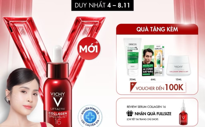 ￼Serum VICHY COLLAGEN 16 giúp da trông săn chắc, cải thiện 16/16 dấu hiệu lão hóa 30ml 