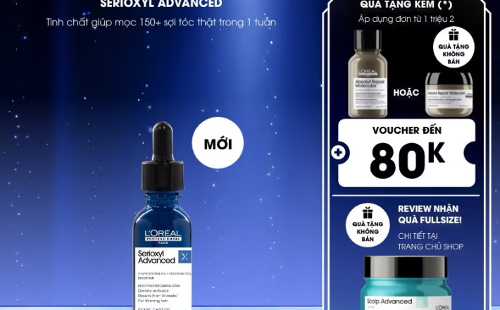 ￼Tinh chất mọc tóc - làm dày tóc chuyên nghiệp L'Oréal Professionnel Serioxyl Advanced 30ml - Dành cho tóc thưa, mảnh 