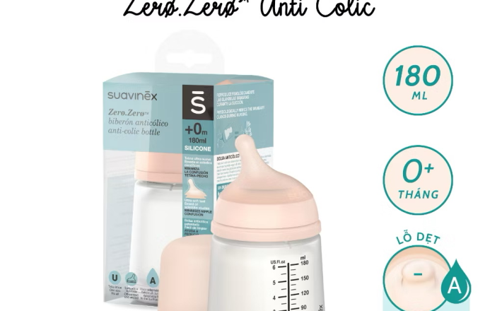 Bình sữa chống đầy hơi SUAVINEX ZERO.ZERO cho bé từ 0 tháng tuổi - 180ml & 270m 