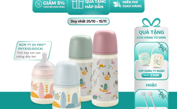 Bình sữa cổ rộng SX PRO SUAVINEX nhựa PP cho bé từ 0 tháng tuổi - 180ml & 270ml 