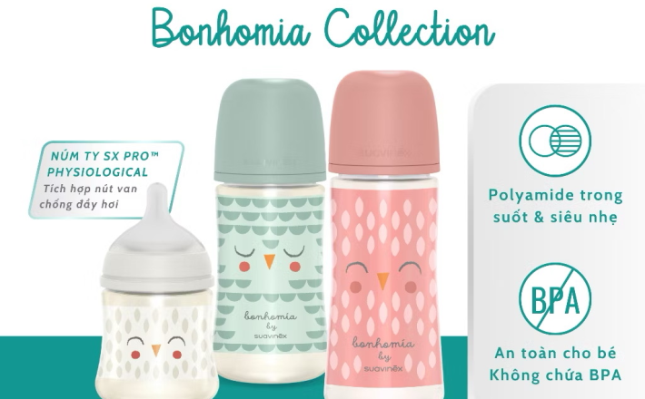 Bình sữa với núm ty SX PRO SUAVINEX nhựa PA cho bé từ 0 tháng tuổi - 180ml & 270ml 
