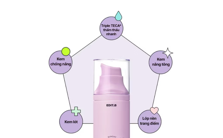 ￼Serum Chống Nắng Nâng Tone, Triệt Sắc Edit.B Sunday Tone-Up Sun Serum SPF50+/PA++++55ml 