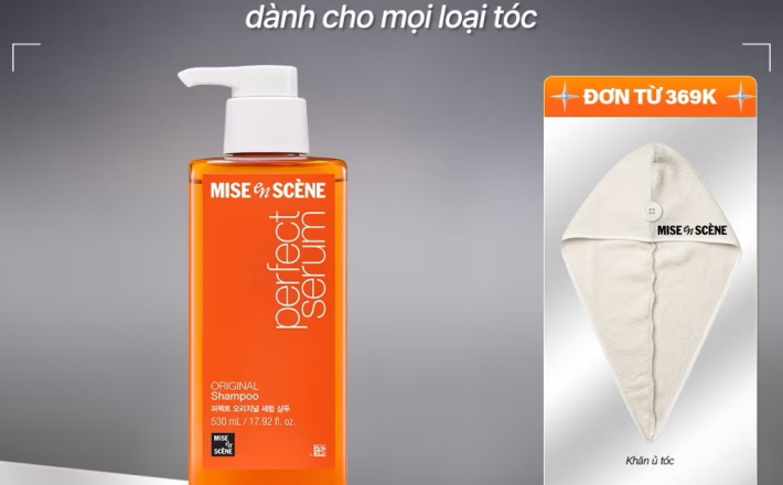 ￼Dầu gội mise en scène Perfect Serum Original 200ml/530ml phục hồi hư tổn, giúp tóc suôn mềm, bồng bềnh, hương thanh mát 