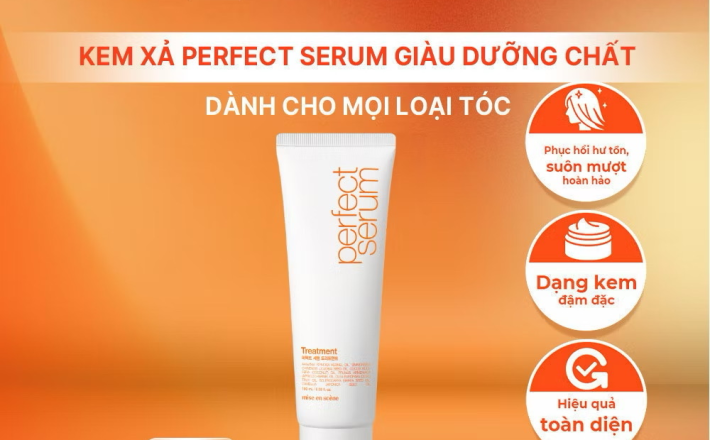 ￼Kem xả mise en scène Perfect Serum Treatment 180ml phục hồi hư tổn, nuôi dưỡng từ bên trong, giúp tóc suôn mượt hoàn hảo 