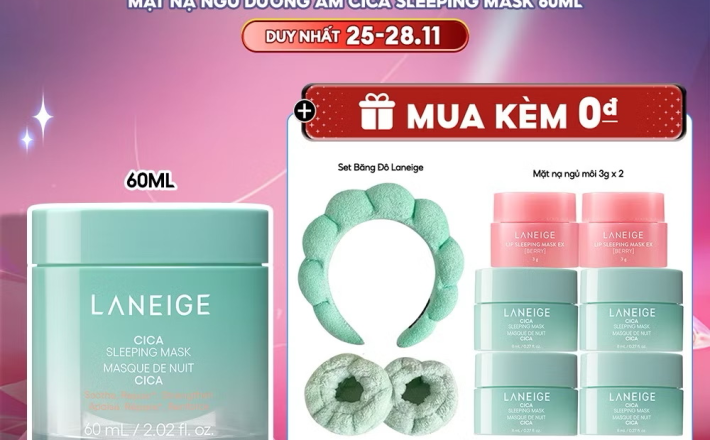 ￼[PHIÊN BẢN CẢI TIẾN] Mặt nạ ngủ phục hồi và nuôi dưỡng da LANEIGE Cica Sleeping Mask 60ML 