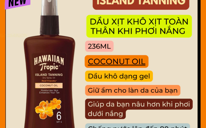 Dầu phơi nắng oil chống nắng Hawaiian Tropic Tanning Oil Pump Spray SPF 6 - SPF 15