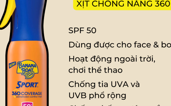 Xịt chống nắng SPF 50 Banana Boat Sport 360 Coverage Mist Sunscreen USA2SAIGON