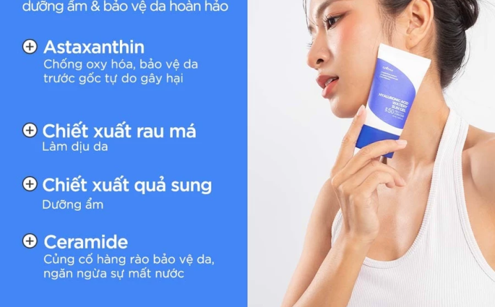 Kem chống nắng vật lý nâng tone nhẹ nhàng Isntree Hyaluronic Acid Natural Sun Cream 50ml