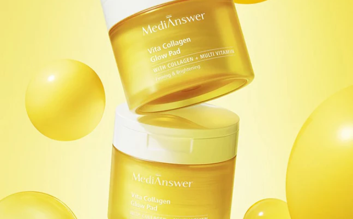 Bông Toner pad Medianswer Vita Collagen Glow Pad 80 miếng 140ml + thêm 10 miếng toner pad
