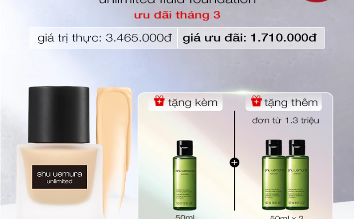 kem nền mỏng nhẹ hiệu ứng bán lì lâu trôi 16h shu uemura unlimited foundation 35ml