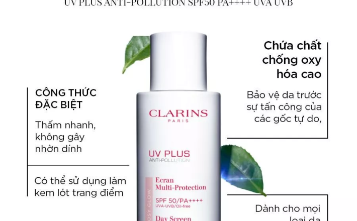 Kem Chống Nắng Chống Ô Nhiễm Clarins UV Plus Anti-Pollution SPF50 PA++++ UVA UVB Day Screen 50ml