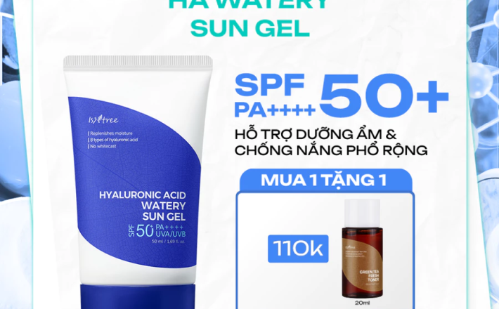Kem chống nắng vật lý nâng tone nhẹ nhàng Isntree Hyaluronic Acid Natural Sun Cream 50ml
