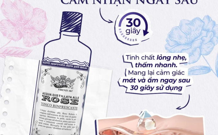 Nước hoa hồng Toner Acqua Alle Rose bổ sung độ ẩm, làm sạch da, mờ vết thâm 300ml