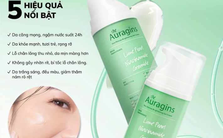 Gel dưỡng ẩm ngừa mụn, giảm thâm The Auragins Skin Gel Cream 100ml