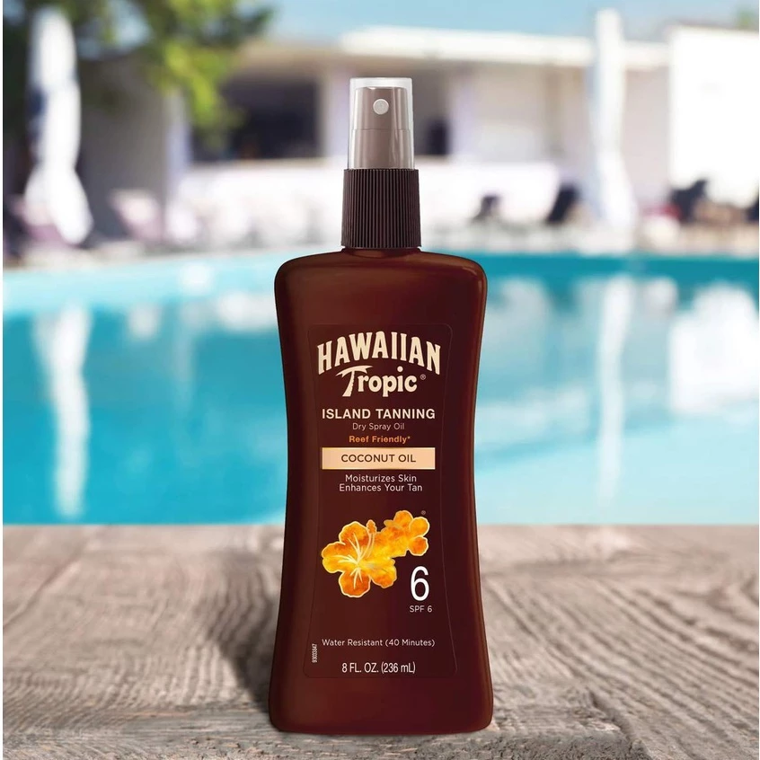 Dầu phơi nắng oil chống nắng Hawaiian Tropic Tanning Oil Pump Spray SPF 6 - SPF 15