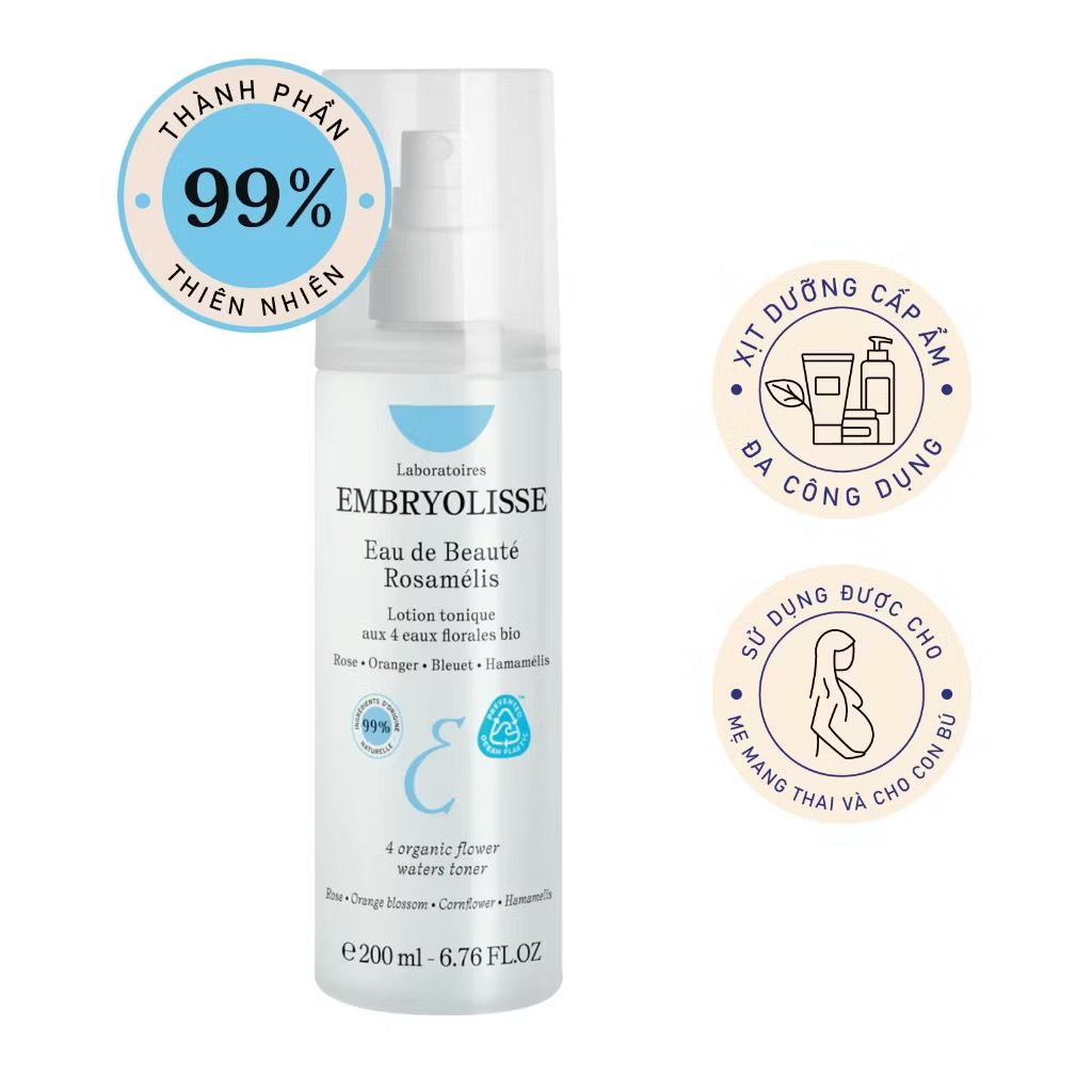 ￼Xịt Dưỡng Cấp Ẩm Sâu Embryolisse Eau De Beaute Rosamelis 200ml 