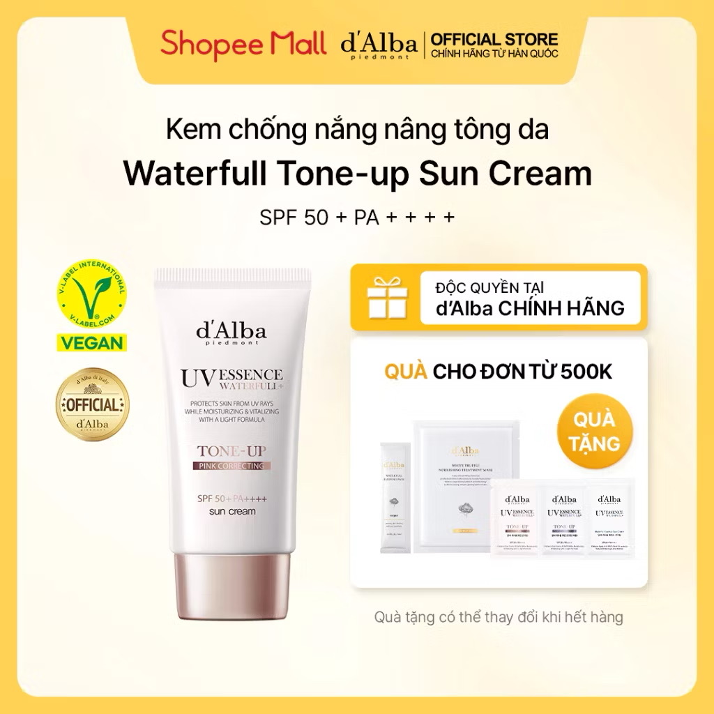 ￼[d'Alba Official] Kem chống nắng nâng tông da Waterfull Tone-up Sun Cream SPF 50+ 50ml 