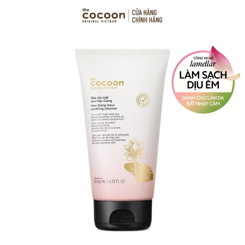 ￼Sữa rửa mặt sen Hậu Giang Cocoon 140ml 