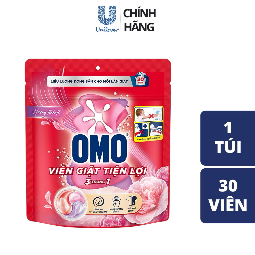 ￼Túi viên giặt tiện lợi OMO 3 trong 1 (30-50viên/túi) 