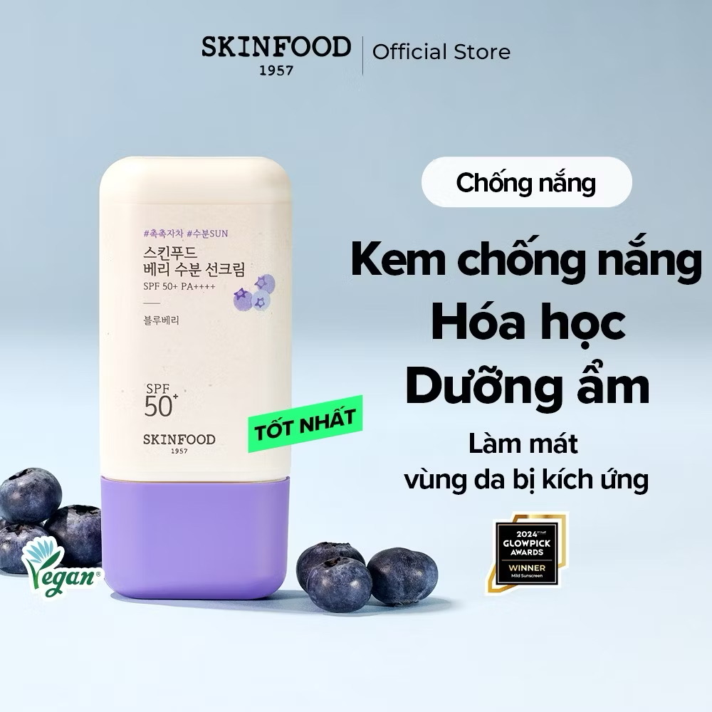 ￼[SKINFOOD Official] Kem chống nắng hóa học quả berry dưỡng ẩm & chống lão hoá Berry Moisturizing Chemical Sunscreen SPF 50+ PA++++ 50ml 