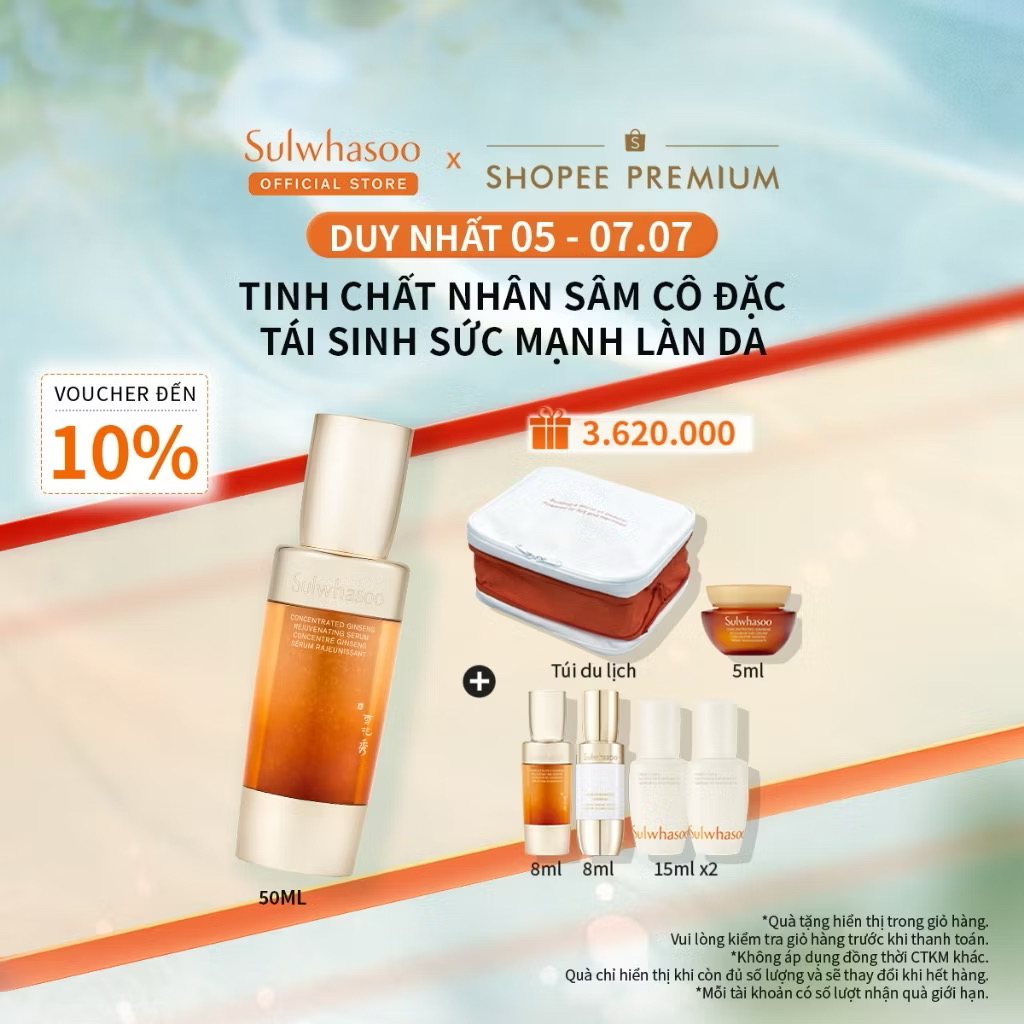 ￼Tinh Chất Nhân Sâm Cô Đặc Dưỡng Da Săn Chắc 50ML Sulwhasoo Concentrated Ginseng Rejuvenating Serum 