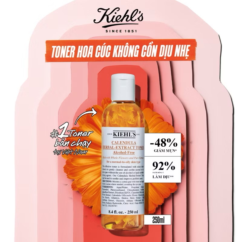 ￼Nước cân bằng hoa cúc Kiehl's Calendula Herbal Extract Alcohol-Free Toner 250ml 