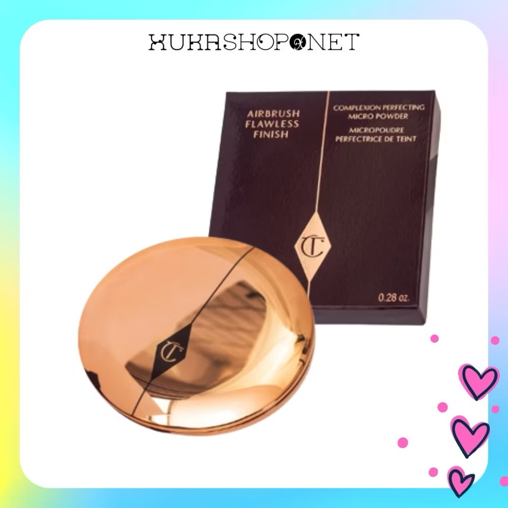 [Có bill] Phấn phủ kiềm dầu dạng nén Charlotte Tilbury Airbrush Flawless Finish Powder Trang Điểm Tự Nhiên 8g 