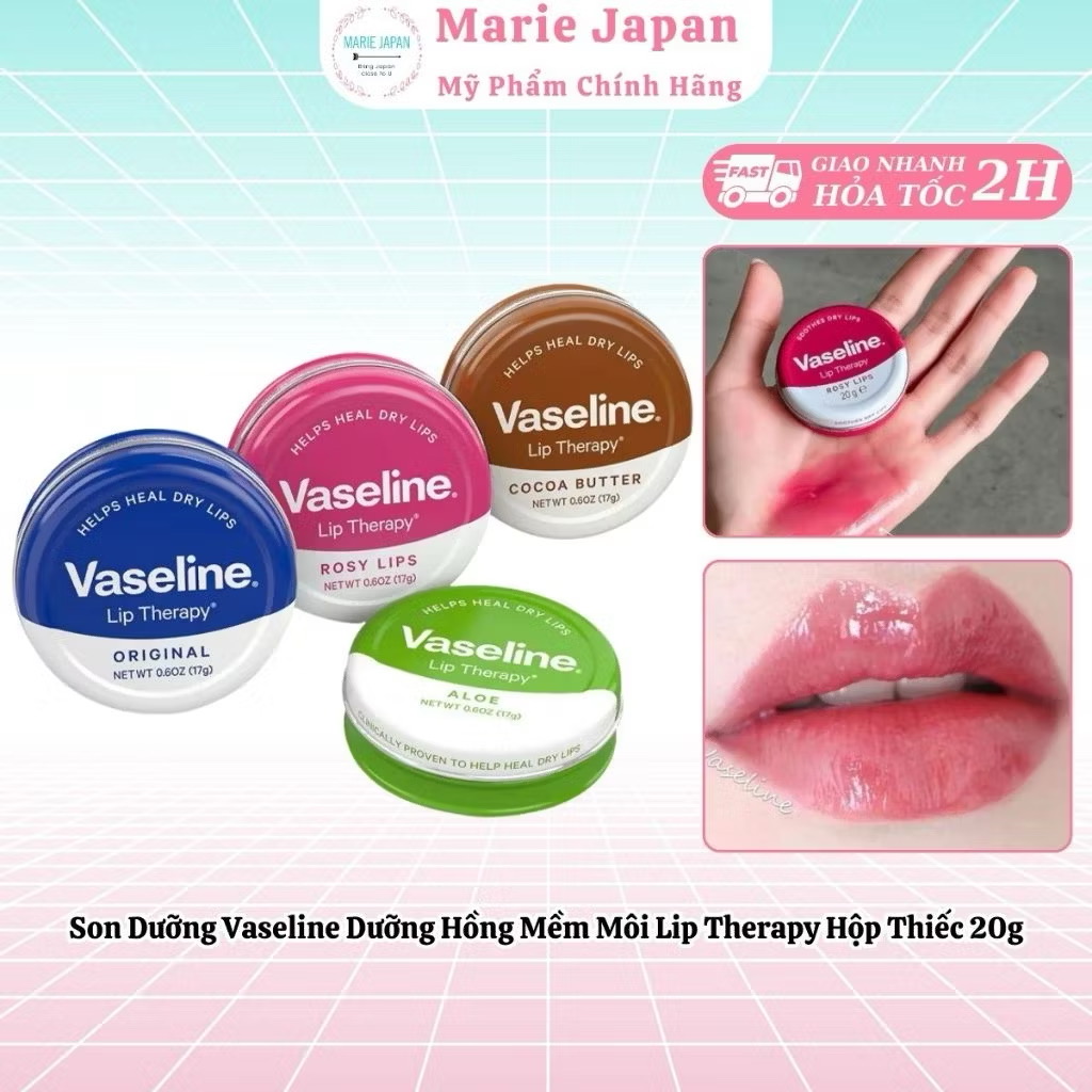 ￼Son Dưỡng Vaseline Dưỡng Hồng Mềm Môi Lip Therapy Hộp Thiếc 20g 