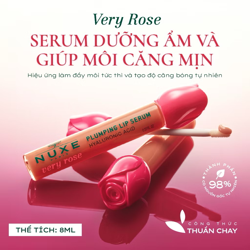 ￼[ƯU ĐÃI MỞ BÁN - TẶNG QUÀ 350K] Serum dưỡng ẩm và giúp môi căng mịn Very Rose Plumping Lip Serum 8ml 