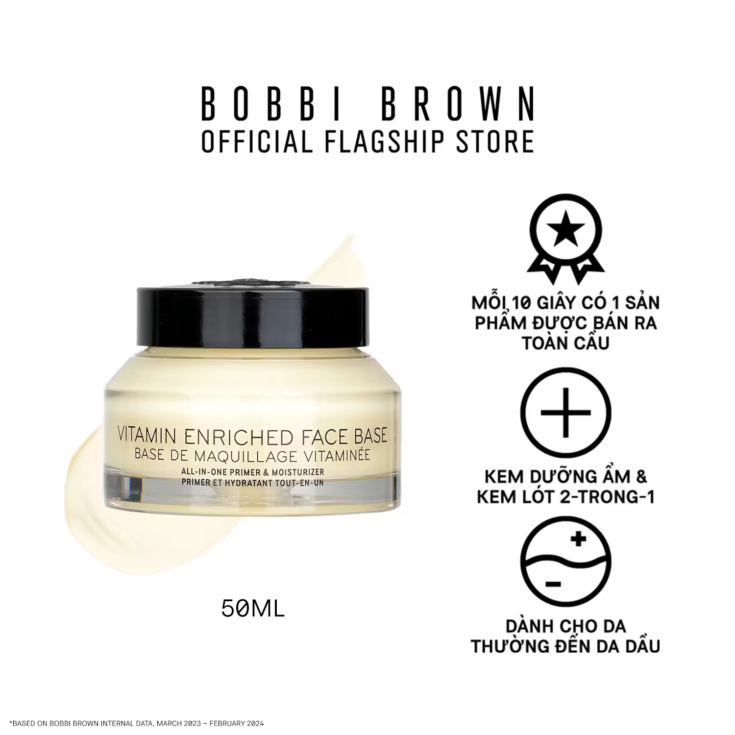 [ƯU ĐÃI 18-20.8] Kem Lót Dưỡng Da Bobbi Brown Vitamin Enriched Face Base – 50ml/ Lớp lót trang điểm và kem dưỡng ẩm mặt chứa Vitamin B, C và E - bán chạy trong kem lót dưỡng da 