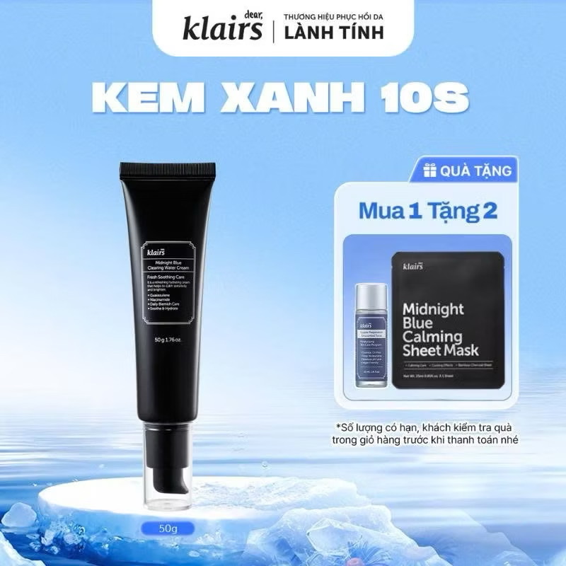 ￼Kem dưỡng ẩm, hỗ trợ tái tạo da Midnight Blue Clearing Water Cream 50g 