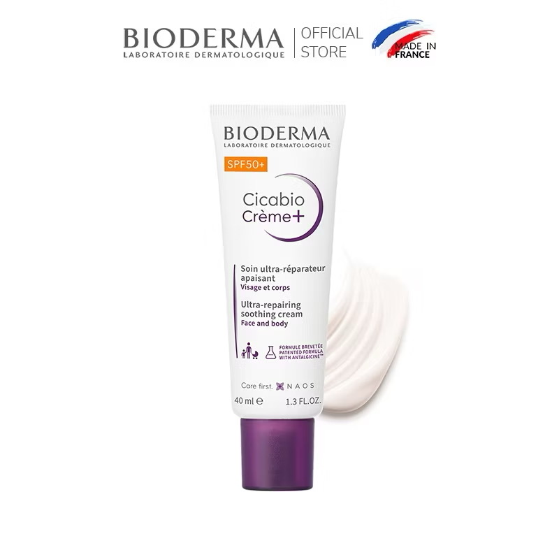 ￼Kem phục hồi da tổn thương, ngăn ngừa sẹo và hạn chế tăng sắc tố cho da Bioderma Cicabio Crème+ SPF50+ 40ml 