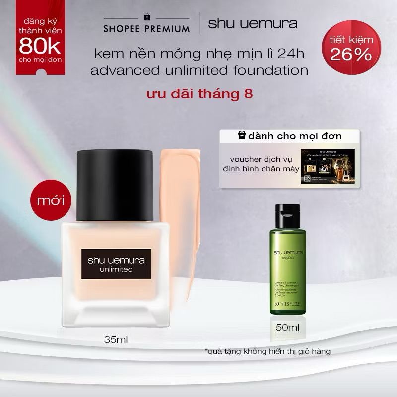 ￼[mới] kem nền mịn lì mỏng nhẹ bền màu 24h shu uemura advanced unlimited breathable lasting foundation 