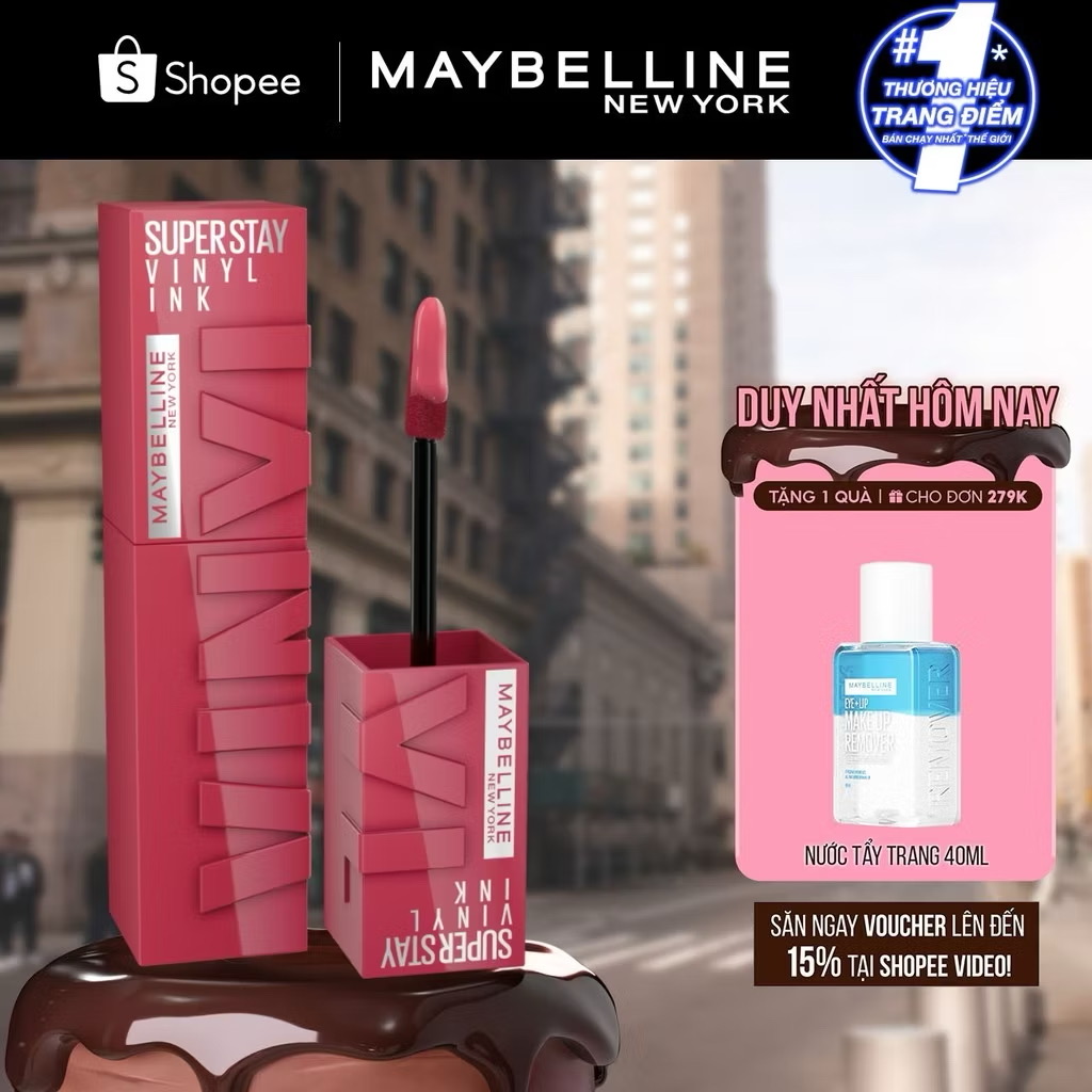 ￼Son Bóng Bền Màu Nhẹ Môi Superstay Vinyl Ink Maybelline New York 4.2ml 