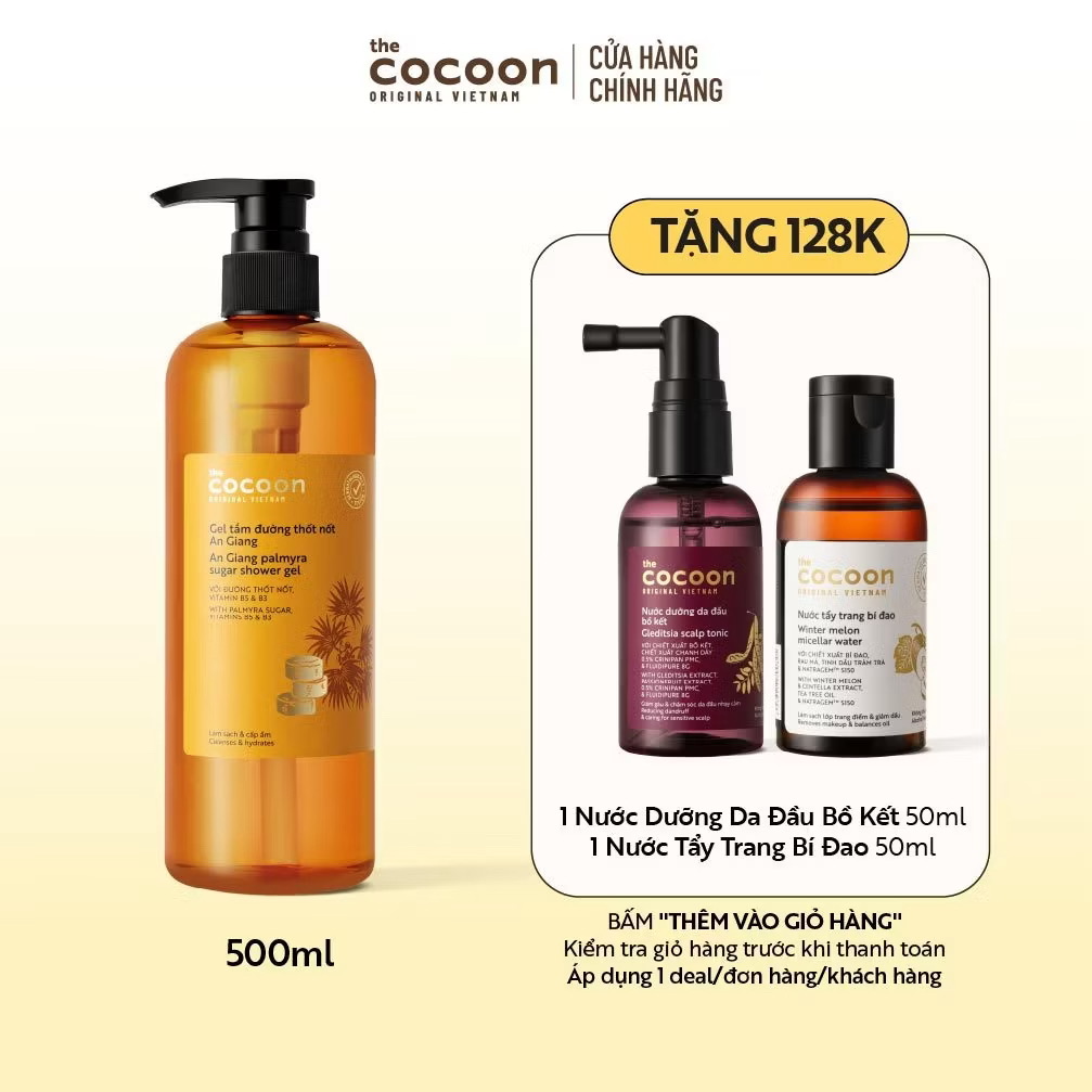 ￼Gel tắm đường thốt nốt An Giang Cocoon 500ml 