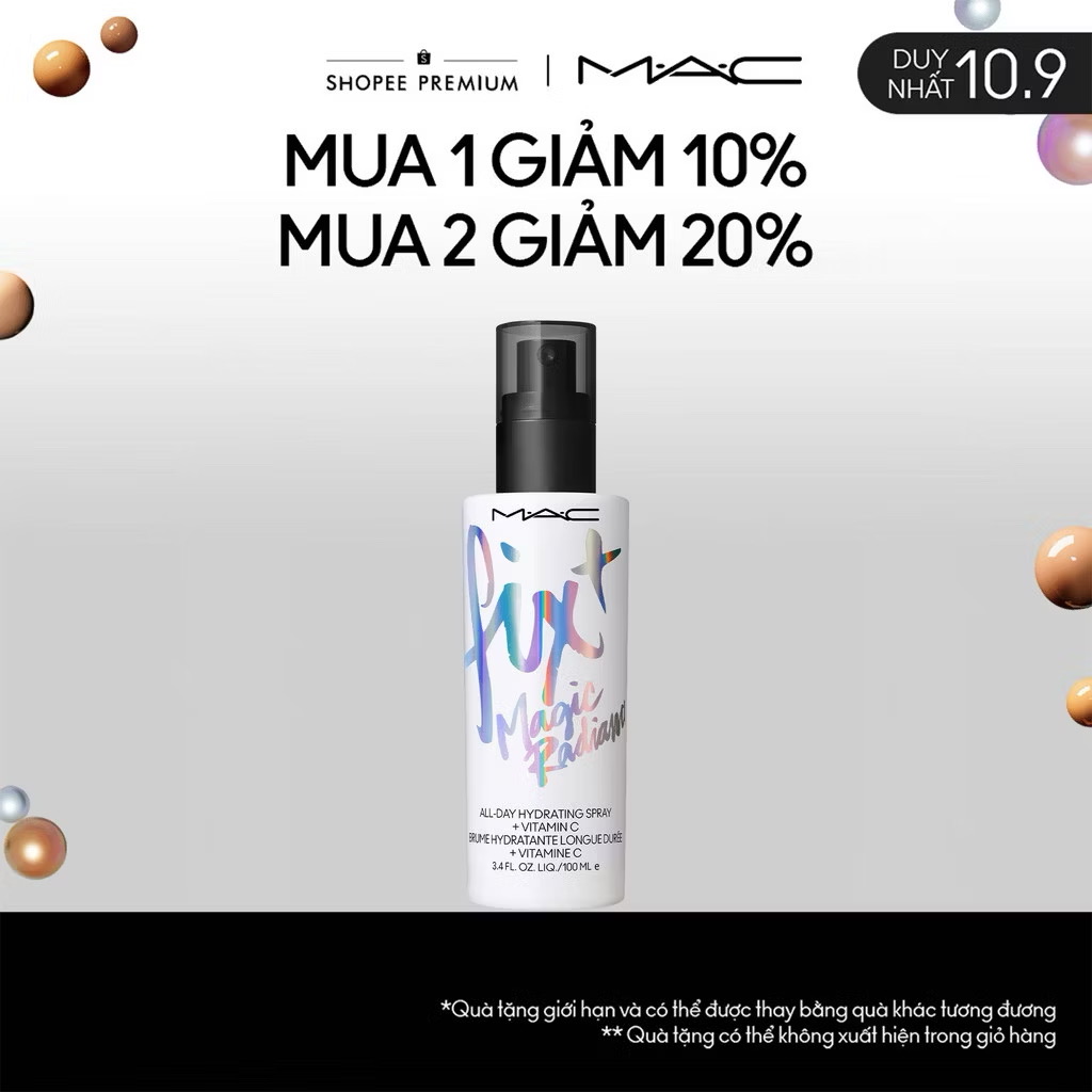 ￼【MỚI】 MAC Fix+ Magic Radiance Setting Spray 100ml / Xịt khóa nền cấp ẩm, Cấp ẩm 