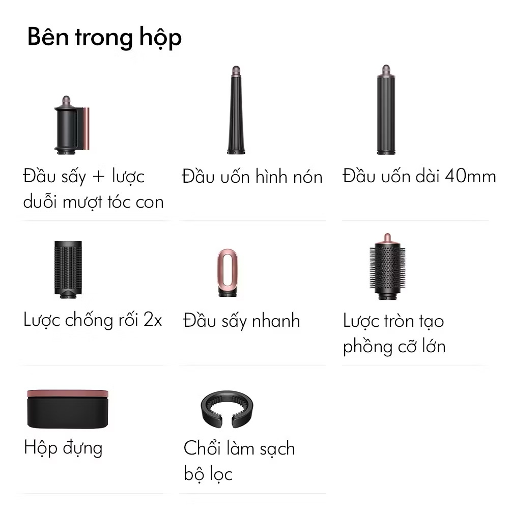 ￼[1-12.10 SIÊU SALE MUA SẮM] Máy tạo kiểu tóc thông minh Dyson Airwrap i.d. ™ HS08 Straight + Wavy (Ceramic Pink) 